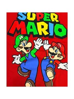 Super Mario Luigi Nintendo Graphic Tee Red Mens Medium Licensed Shirt